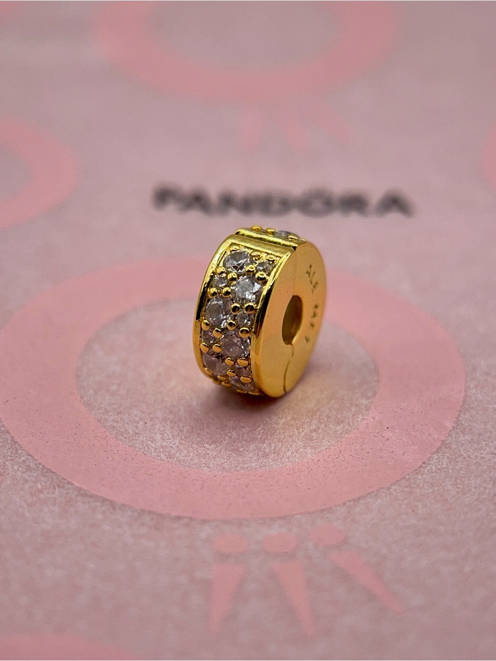 Pandora Gold Plated Clear Pave Clip Charm
